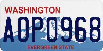 WA license plate AOP0968