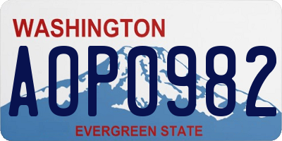 WA license plate AOP0982
