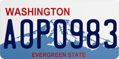 WA license plate AOP0983