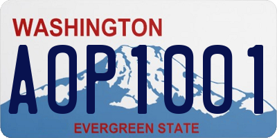 WA license plate AOP1001