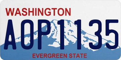 WA license plate AOP1135