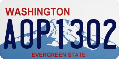 WA license plate AOP1302