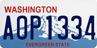 WA license plate AOP1334