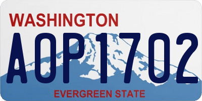 WA license plate AOP1702
