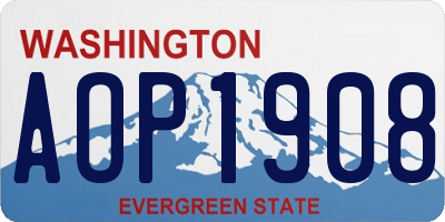 WA license plate AOP1908