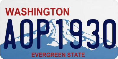 WA license plate AOP1930
