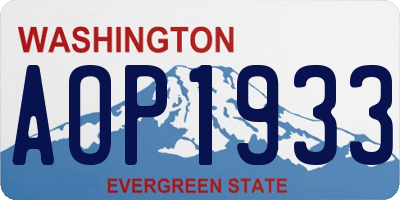 WA license plate AOP1933