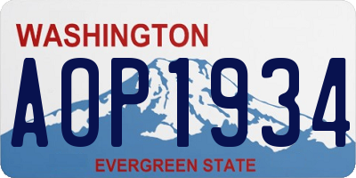 WA license plate AOP1934