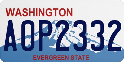 WA license plate AOP2332