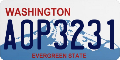 WA license plate AOP3231