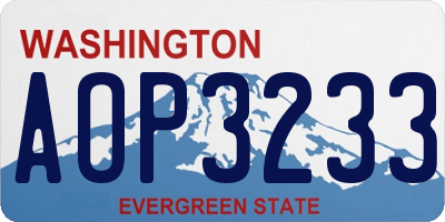 WA license plate AOP3233