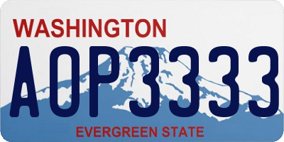 WA license plate AOP3333