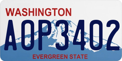 WA license plate AOP3402