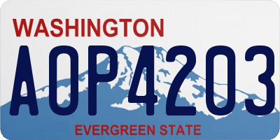 WA license plate AOP4203
