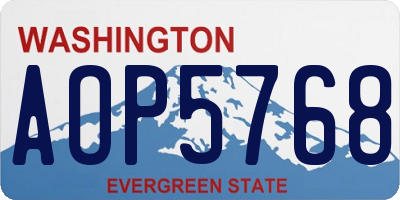 WA license plate AOP5768