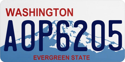 WA license plate AOP6205