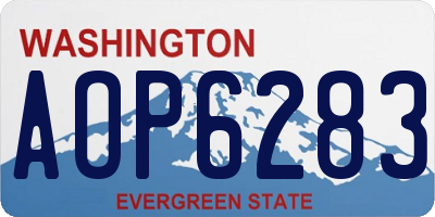 WA license plate AOP6283
