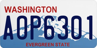 WA license plate AOP6301