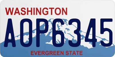 WA license plate AOP6345