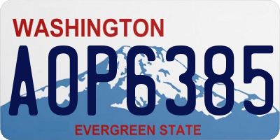 WA license plate AOP6385