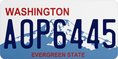 WA license plate AOP6445