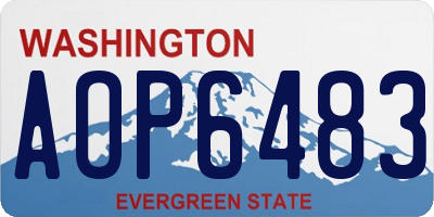 WA license plate AOP6483