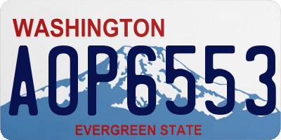 WA license plate AOP6553