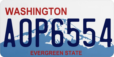 WA license plate AOP6554