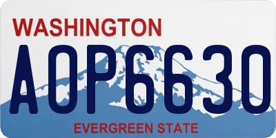 WA license plate AOP6630