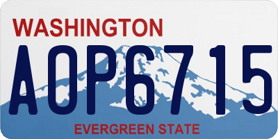 WA license plate AOP6715
