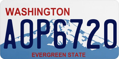 WA license plate AOP6720
