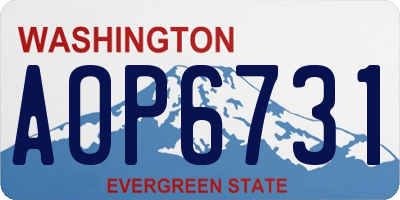 WA license plate AOP6731