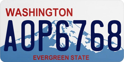 WA license plate AOP6768