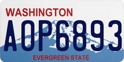 WA license plate AOP6893