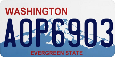 WA license plate AOP6903