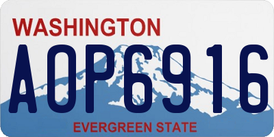 WA license plate AOP6916