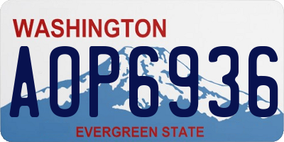WA license plate AOP6936