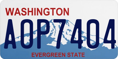 WA license plate AOP7404