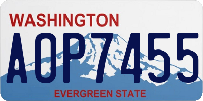 WA license plate AOP7455