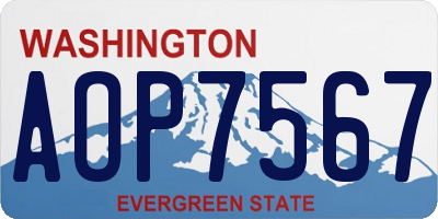 WA license plate AOP7567