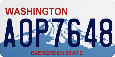 WA license plate AOP7648