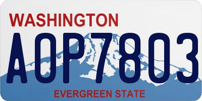 WA license plate AOP7803