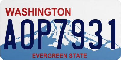 WA license plate AOP7931