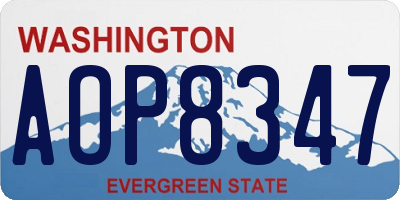 WA license plate AOP8347