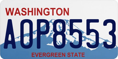 WA license plate AOP8553