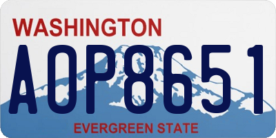 WA license plate AOP8651