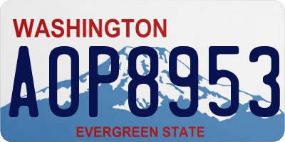 WA license plate AOP8953