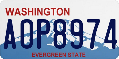 WA license plate AOP8974