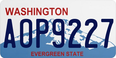 WA license plate AOP9227