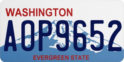 WA license plate AOP9652